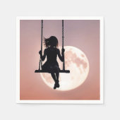 Mädchen mit Mond im Swing Serviette (Vorderseite)