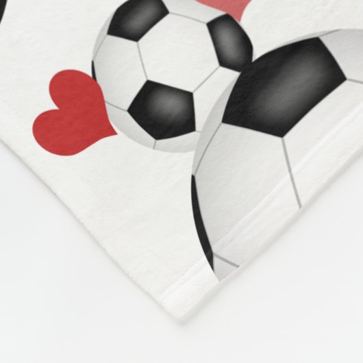 Mädchen mit Monogramm Fußbälle und Herzmuster Fleecedecke (Ecke)