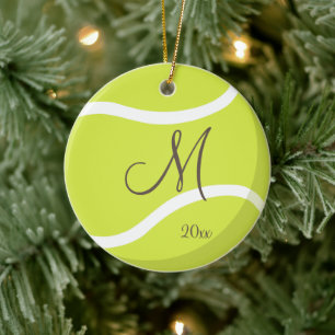 Mädchen mit Monogramm Tennis Keramik Ornament