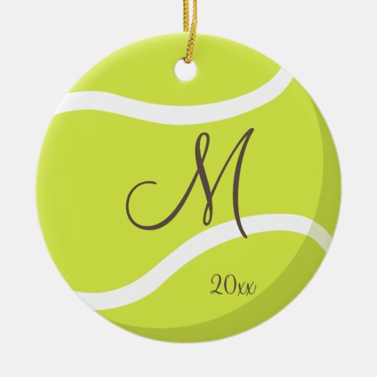 Mädchen mit Monogramm Tennis Keramik Ornament (Vorne)