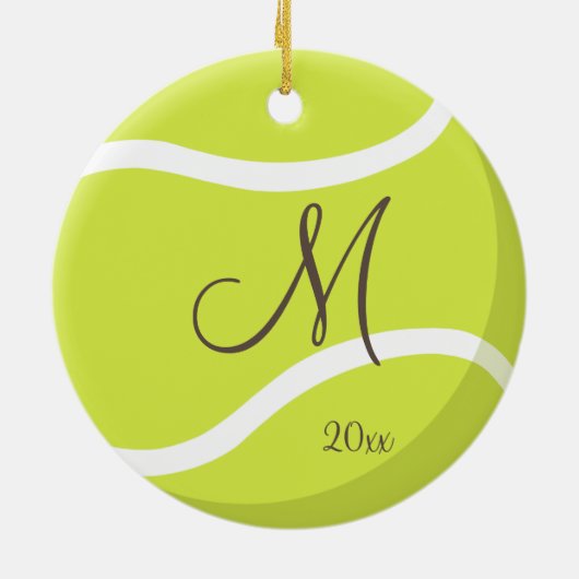 Mädchen mit Monogramm Tennis Keramik Ornament (Hinten)