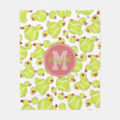 Mädchen mit Monogramm Tennisbälle Herz Muster Fleecedecke (Vorderseite)