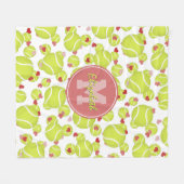 Mädchen mit Monogramm Tennisbälle Herz Muster Fleecedecke (Vorderseite (Horizontal))