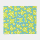 Mädchen mit Monogramm Tennisbälle Muster Fleecedecke (Vorderseite (Horizontal))
