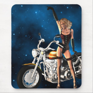 Mädchen mit Motorrad Mousepad