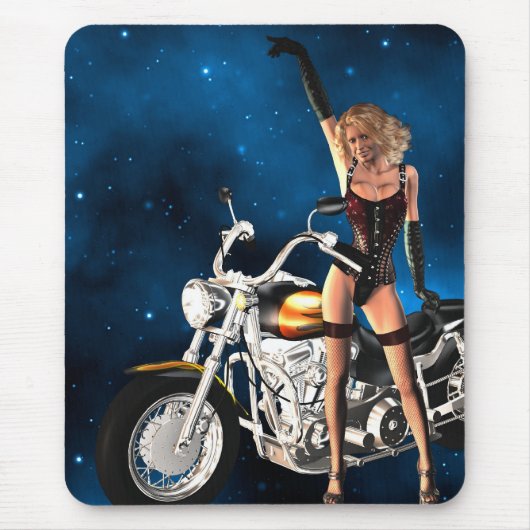 Mädchen mit Motorrad Mousepad (Vorne)