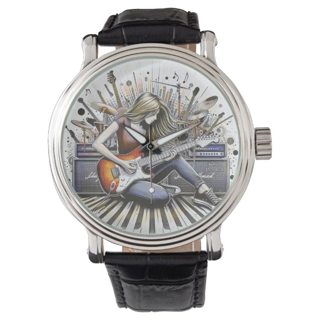 Mädchen mit musikalischen Begabungen Armbanduhr (Vorderseite)