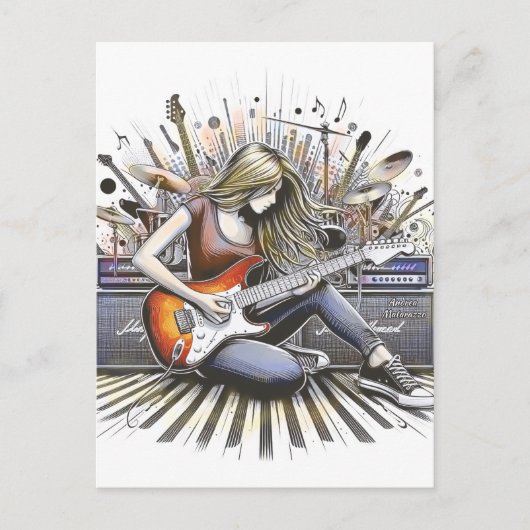 Mädchen mit musikalischen Begabungen Postkarte (Vorderseite)