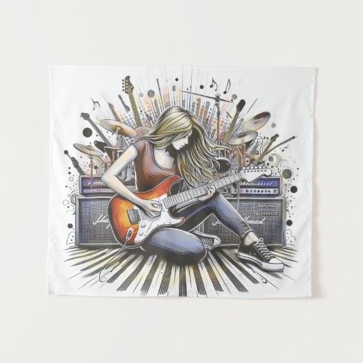 Mädchen mit musikalischen Begabungen Wandteppich (Vorderseite (Horizontal))