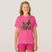 Mädchen mit Mustang Car Horse T-Shirt (Vorne ganz)