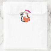 Mädchen mit nasser Katze Runder Aufkleber (Tasche)
