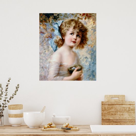 Mädchen mit Nest Poster (Küche)