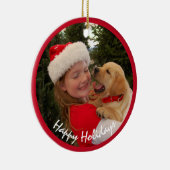 Mädchen mit neuer Welpe zu Weihnachten Keramik Ornament (Rechts)