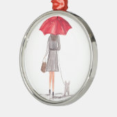 Mädchen mit niedlichem Regenschirm Ornament Aus Metall (Links)