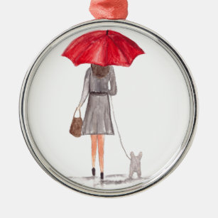 Mädchen mit niedlichem Regenschirm Ornament Aus Metall