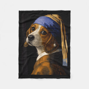 Mädchen mit Ohrring Beagle lustiger Hund Meme Fleecedecke