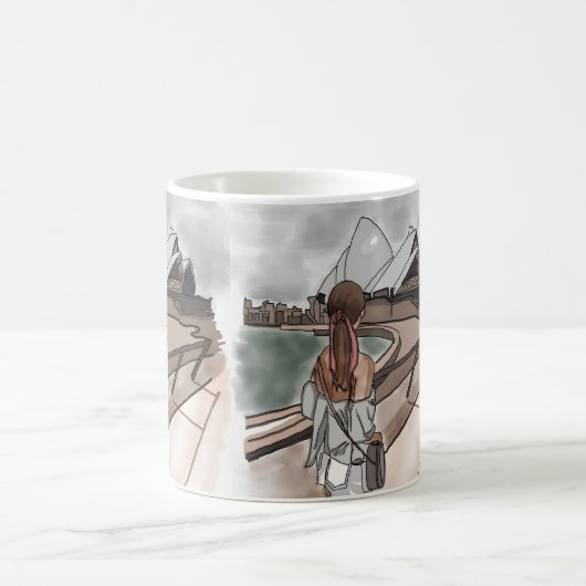 Mädchen mit Opernhaus in Sydney. Kaffeetasse (Mittel)