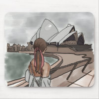 Mädchen mit Opernhaus in Sydney.