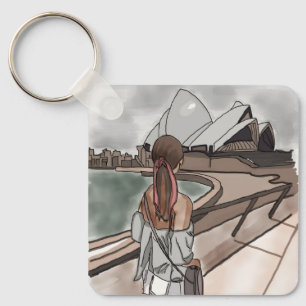 Mädchen mit Opernhaus in Sydney . Schlüsselanhänger