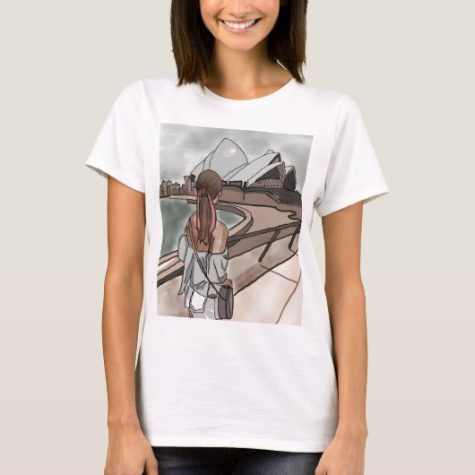 Mädchen mit Opernhaus in Sydney. T-Shirt (Vorderseite)