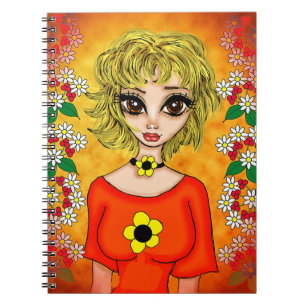 Mädchen mit Orange Blouse Notebook (80 Seiten B&W) Notizblock