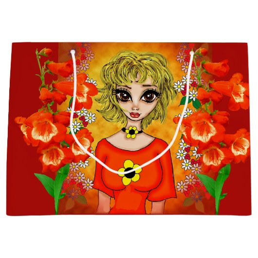Mädchen mit orangefarbenem Blutbeutel Große Geschenktüte (Vorderseite)