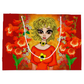 Mädchen mit orangefarbenem Blutbeutel Große Geschenktüte (Rückseite)