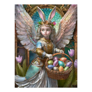 Mädchen mit Osterhasen-Engel-Kostüm Poster