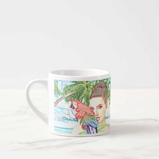 Mädchen mit Papagei Espressotasse (Links)