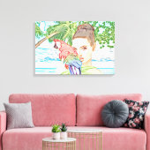 Mädchen mit Papagei-Leinwand Leinwanddruck (Insitu (Wohnzimmer))