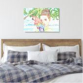Mädchen mit Papagei-Leinwand Leinwanddruck (Insitu (Schlafzimmer))