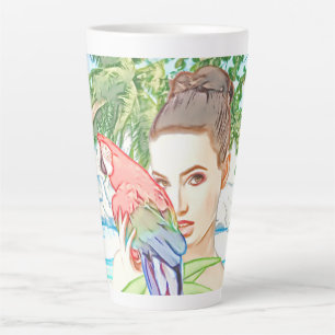 Mädchen mit Papagei Milchtasse