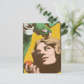 Mädchen mit Papagei Postkarte (Stehend Vorderseite)