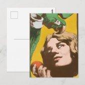 Mädchen mit Papagei Postkarte (Vorne/Hinten)
