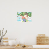 Mädchen mit Papageienplakat Poster (Küche)