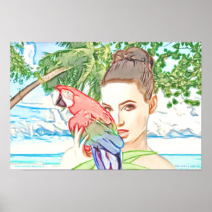 Mädchen mit Papageienplakat Poster