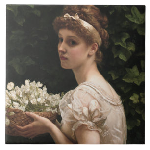 Mädchen mit Pea-Blüten (von Edward Poynter) Fliese