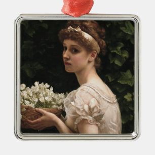 Mädchen mit Pea-Blüten (von Edward Poynter) Ornament Aus Metall