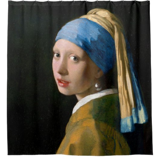 Mädchen mit Perlenerring, Johannes Vermeer Duschvorhang (Vorderseite)