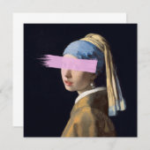 Mädchen mit Perlenohr mit rosa Pinselstrich (Vorne/Hinten)