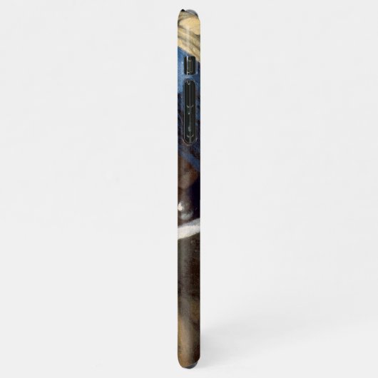 Mädchen mit Perlenohrblasen in rosa Kaugummi iPhone Hülle (Linke Seite)