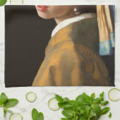 Mädchen mit Perlenohrgemälde Geschirrtuch (Gefaltet)