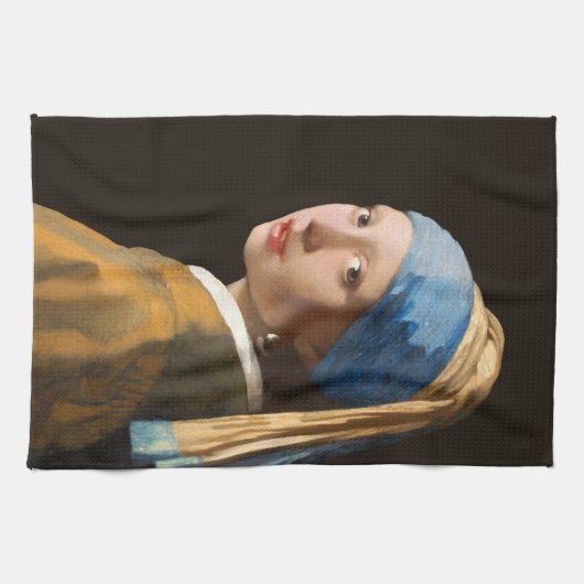 Mädchen mit Perlenohrgemälde Geschirrtuch (Horizontal)