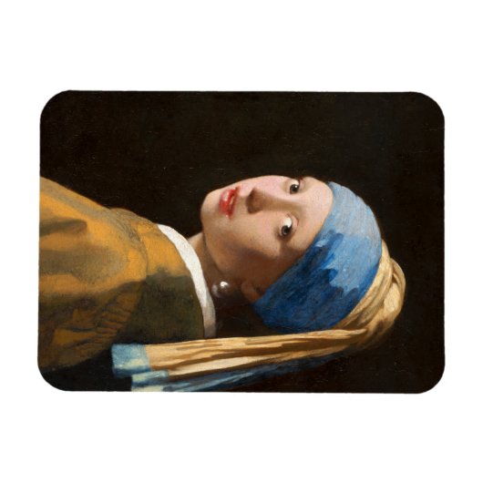 Mädchen mit Perlenohrgemälde Magnet (Horizontal)