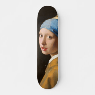 Mädchen mit Perlenohrgemälde Skateboard