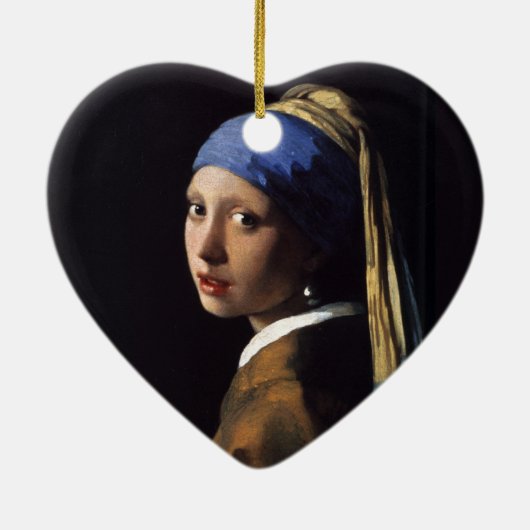 Mädchen mit Perlenohrgemälde von Vermeer Keramik Ornament (Hinten)