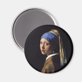 Mädchen mit Perlenohrgemälde von Vermeer Magnet (Vorderseite/Rückseite)