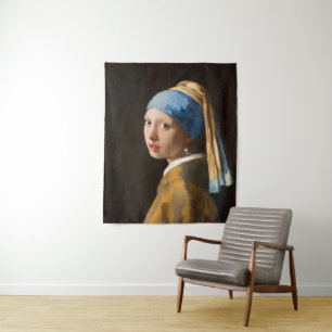 Mädchen mit Perlenohrgemälde Wandteppich