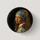 Mädchen mit Perlenohrparodie Button (Vorderseite)