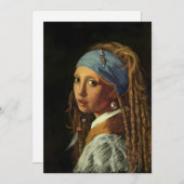 Mädchen mit Perlenohrparodie Feiertagskarte (Vorne/Hinten)